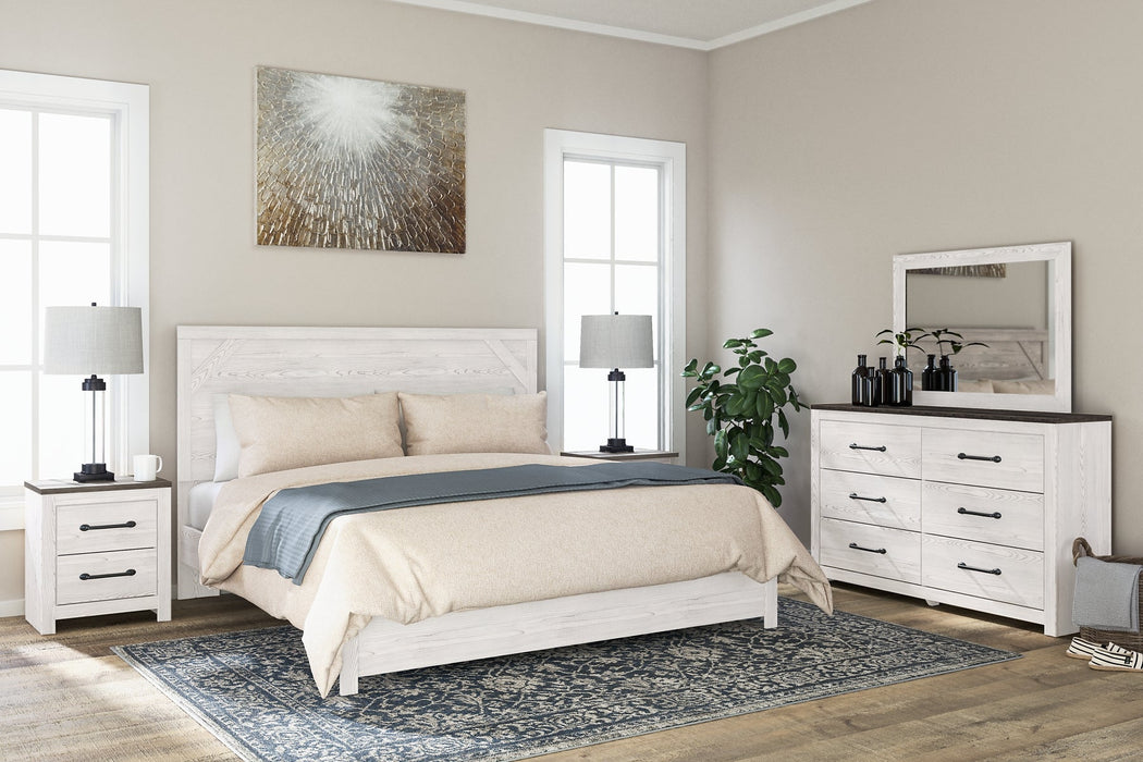 Gerridan King Panel Bed with Mirrored Dresser and 2 Nightstands Homeline Furniture