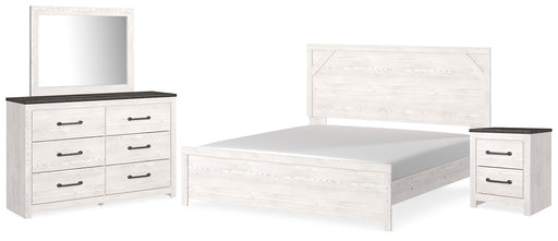 Gerridan King Panel Bed with Mirrored Dresser and Nightstand Homeline Furniture