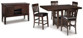 Haddigan Counter Height Dining Table and 4 Barstools with Storage Homeline Furniture