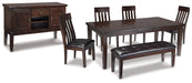 Haddigan Dining Table and 4 Chairs and Bench with Storage Homeline Furniture