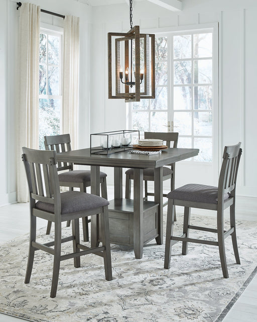 Hallanden Counter Height Dining Table and 4 Barstools Homeline Furniture