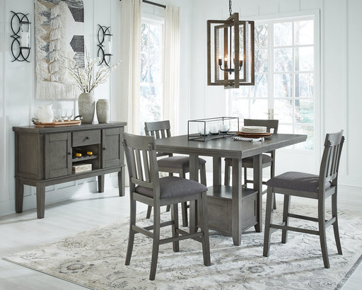 Hallanden Counter Height Dining Table and 4 Barstools with Storage Homeline Furniture