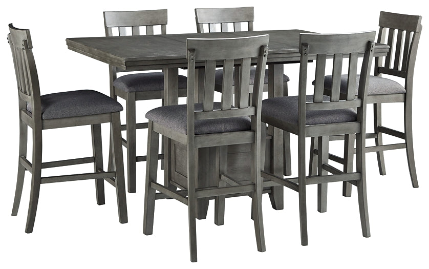 Hallanden Counter Height Dining Table and 6 Barstools Homeline Furniture