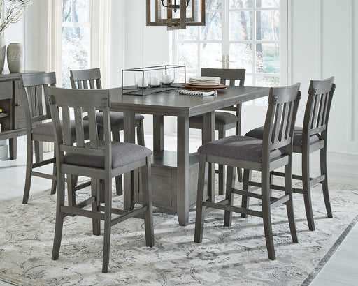 Hallanden Counter Height Dining Table and 6 Barstools Homeline Furniture