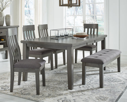 Hallanden Dining Table and 4 Chairs and Bench Homeline Furniture