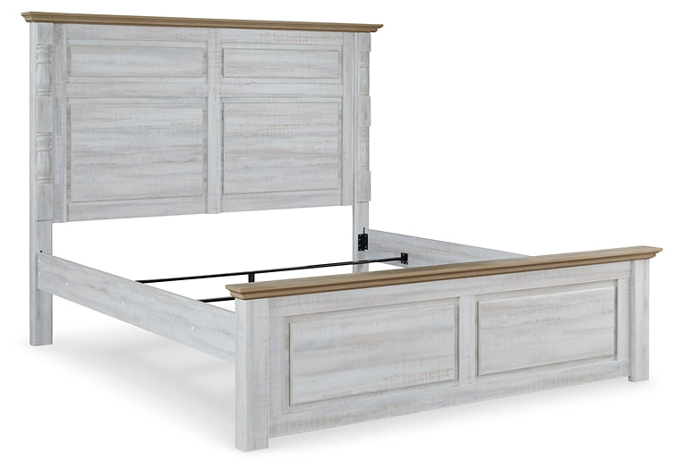 Haven Bay King Panel Bed with Mirrored Dresser, Chest and 2 Nightstands Homeline Furniture