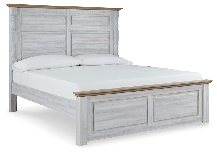 Haven Bay King Panel Bed with Mirrored Dresser, Chest and 2 Nightstands Homeline Furniture