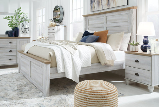 Haven Bay King Panel Bed with Mirrored Dresser, Chest and Nightstand Homeline Furniture