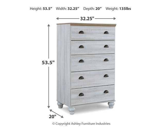 Haven Bay King Panel Bed with Mirrored Dresser and Chest Homeline Furniture