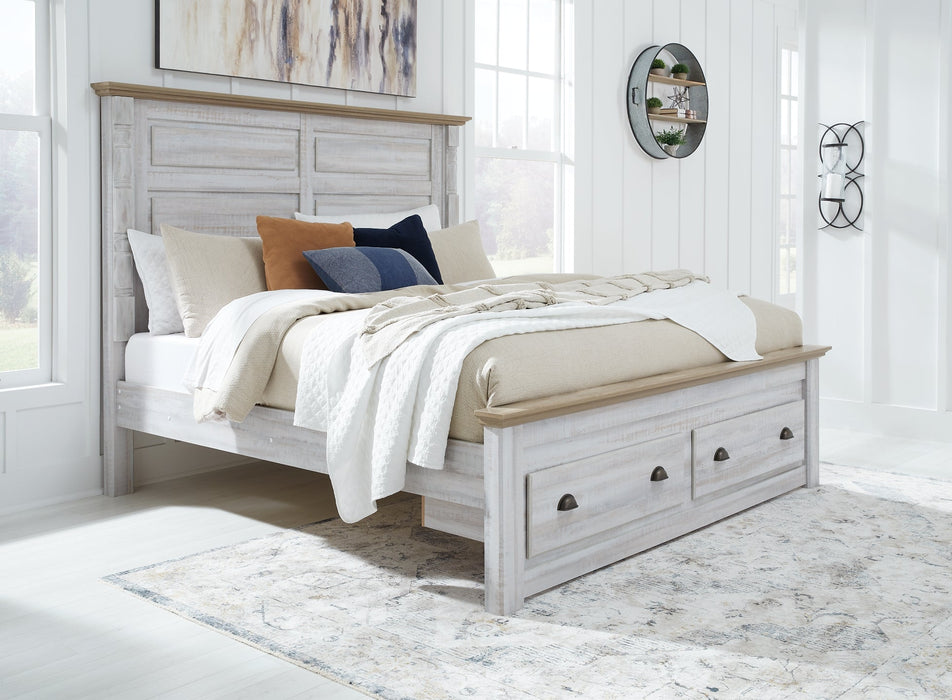 Haven Bay King Panel Storage Bed with Dresser Homeline Furniture