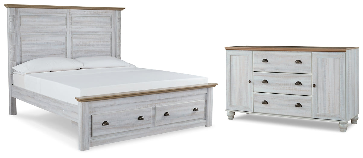 Haven Bay King Panel Storage Bed with Dresser Homeline Furniture