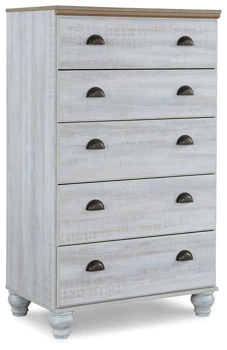 Haven Bay Queen Panel Storage Bed with Dresser, Chest and 2 Nightstands Homeline Furniture