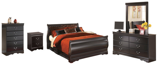 Huey Vineyard Queen Sleigh Bed with Mirrored Dresser, Chest and Nightstand Homeline Furniture