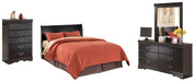 Huey Vineyard Queen Sleigh Headboard with Mirrored Dresser and Chest Homeline Furniture