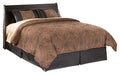 Huey Vineyard Queen Sleigh Headboard with Mirrored Dresser and Chest Homeline Furniture