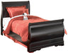 Huey Vineyard Twin Sleigh Bed with Mirrored Dresser, Chest and 2 Nightstands Homeline Furniture