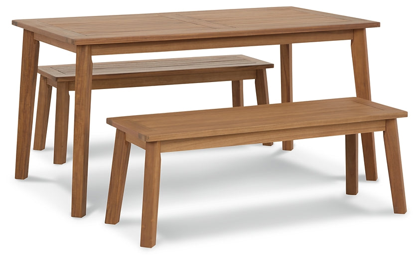 Janiyah Outdoor Dining Table and 2 Benches Homeline Furniture