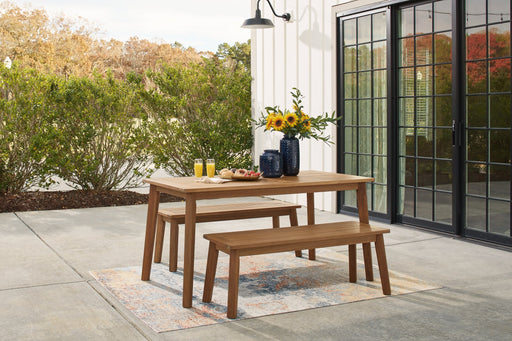 Janiyah Outdoor Dining Table and 2 Benches Homeline Furniture