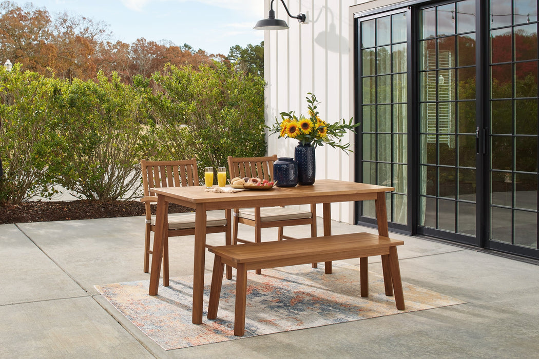 Janiyah Outdoor Dining Table and 2 Chairs and Bench Homeline Furniture