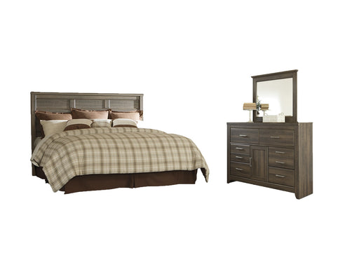 Juararo King/California King Panel Headboard with Mirrored Dresser Homeline Furniture