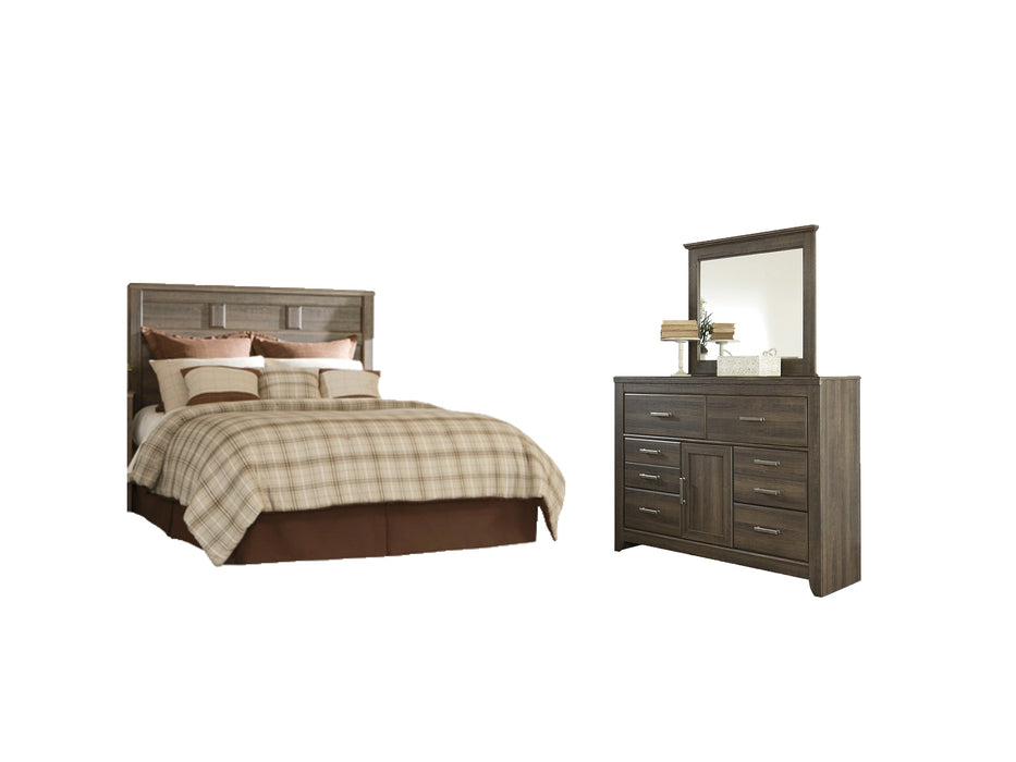 Juararo Queen Panel Headboard with Mirrored Dresser Homeline Furniture