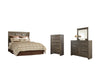 Juararo Queen Panel Headboard with Mirrored Dresser and Chest Homeline Furniture