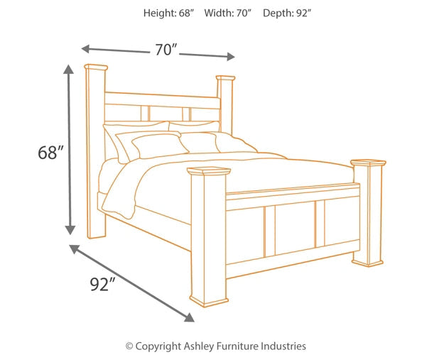 Juararo Queen Poster Bed with Mirrored Dresser, Chest and 2 Nightstands Homeline Furniture