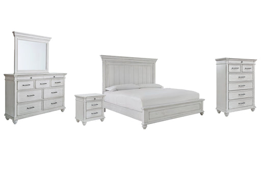 Kanwyn King Panel Bed with Mirrored Dresser, Chest and Nightstand Homeline Furniture