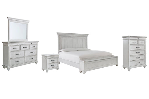 Kanwyn King Panel Bed with Storage with Mirrored Dresser, Chest and Nightstand Homeline Furniture