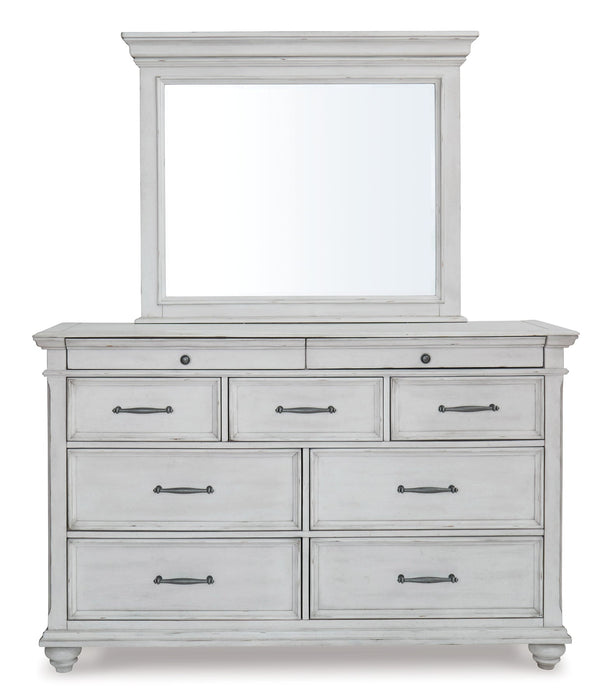 Kanwyn Queen Panel Bed with Mirrored Dresser, Chest and 2 Nightstands Homeline Furniture