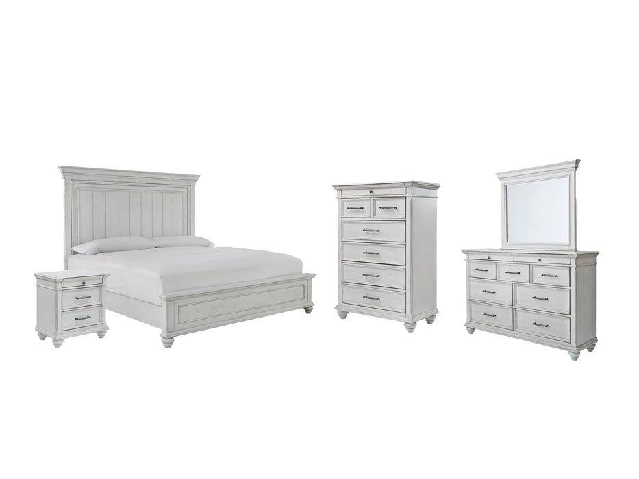 Kanwyn Queen Panel Bed with Mirrored Dresser, Chest and Nightstand Homeline Furniture