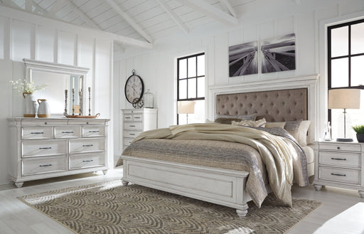 Kanwyn Queen Panel Bed with Mirrored Dresser, Chest and Nightstand Homeline Furniture