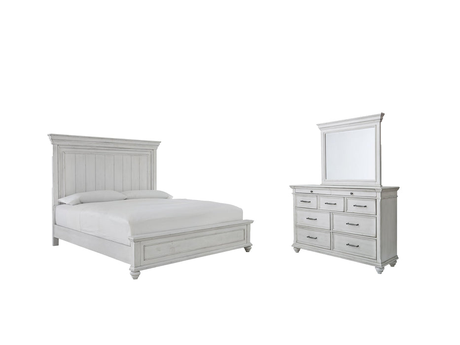 Kanwyn Queen Panel Bed with Mirrored Dresser Homeline Furniture