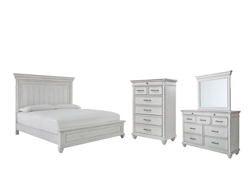 Kanwyn Queen Panel Bed with Mirrored Dresser and Chest Homeline Furniture