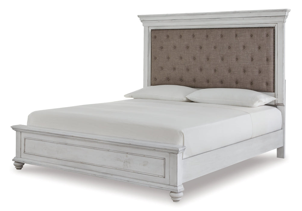 Kanwyn Queen Panel Bed with Mirrored Dresser and Chest Homeline Furniture