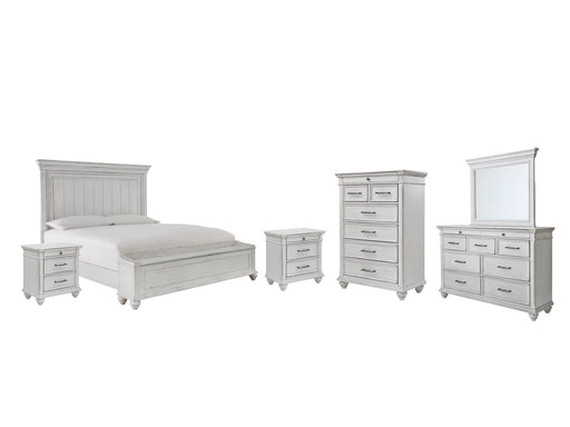 Kanwyn Queen Panel Bed with Storage with Mirrored Dresser, Chest and 2 Nightstands Homeline Furniture