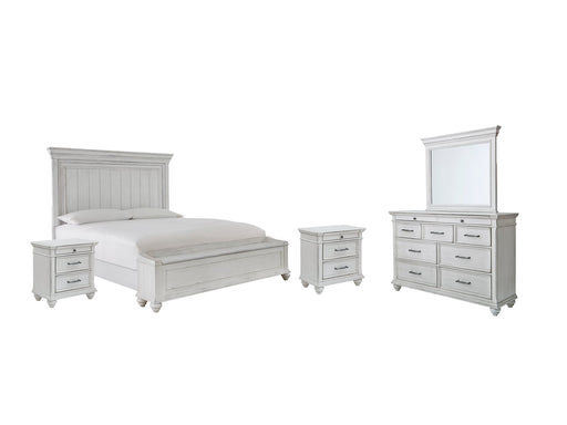 Kanwyn Queen Panel Bed with Storage with Mirrored Dresser and 2 Nightstands Homeline Furniture