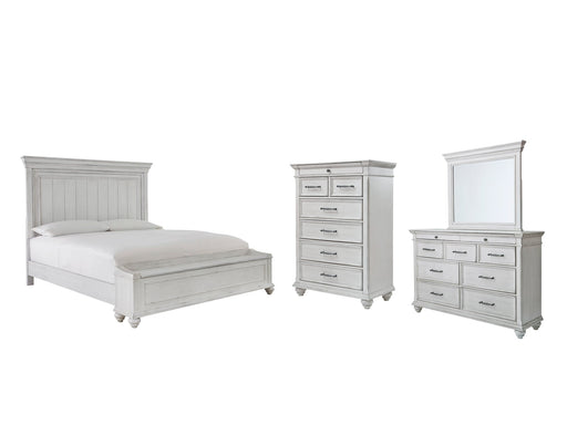 Kanwyn Queen Panel Bed with Storage with Mirrored Dresser and Chest Homeline Furniture