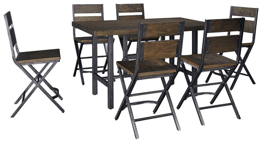 Kavara Counter Height Dining Table and 6 Barstools Homeline Furniture