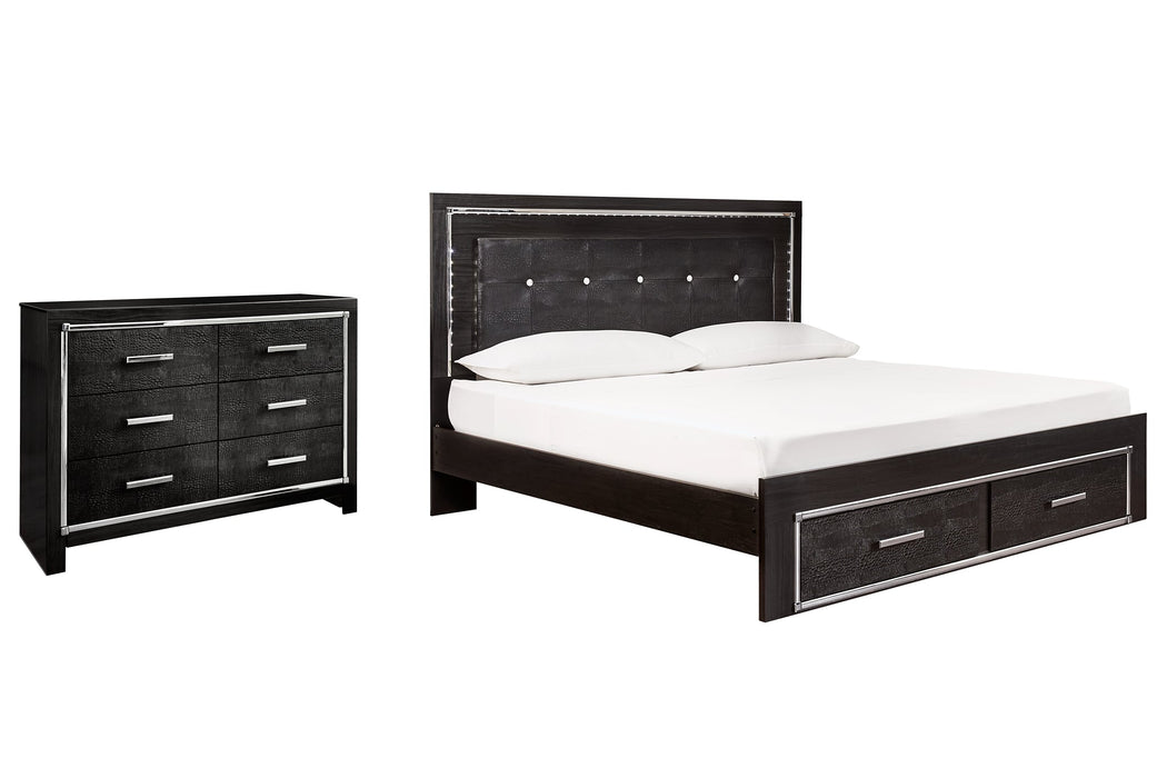 Kaydell King Panel Bed with Storage with Dresser Homeline Furniture