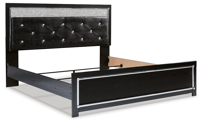 Kaydell King Upholstered Panel Bed with Mirrored Dresser and 2 Nightstands Homeline Furniture