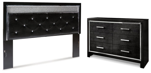 Kaydell King Upholstered Panel Headboard with Dresser Homeline Furniture