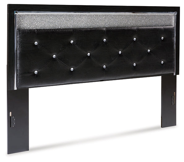 Kaydell King Upholstered Panel Headboard with Mirrored Dresser Homeline Furniture