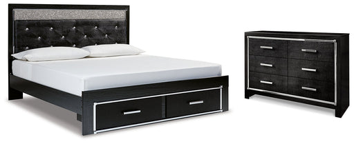 Kaydell King Upholstered Panel Storage Platform Bed with Dresser Homeline Furniture