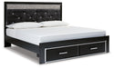 Kaydell King Upholstered Panel Storage Platform Bed with Mirrored Dresser, Chest and 2 Nightstands Homeline Furniture