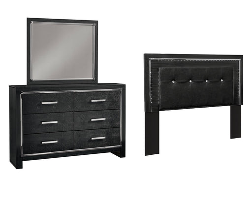 Kaydell Queen/Full Upholstered Panel Headboard with Mirrored Dresser Homeline Furniture