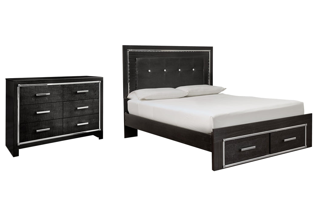 Kaydell Queen Panel Bed with Storage with Dresser Homeline Furniture