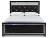 Kaydell Queen Upholstered Panel Bed with Mirrored Dresser, Chest and 2 Nightstands Homeline Furniture