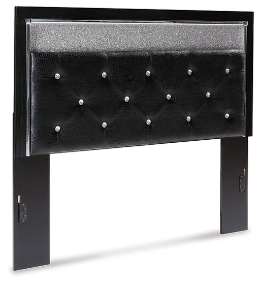 Kaydell Queen Upholstered Panel Headboard with Mirrored Dresser and Chest Homeline Furniture