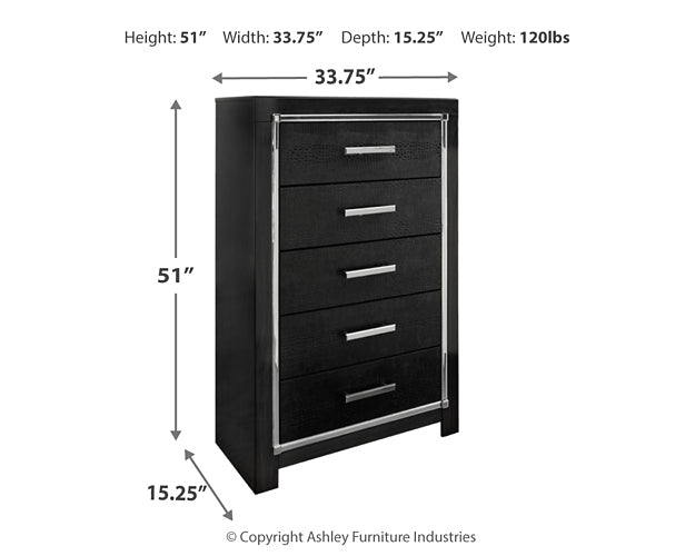 Kaydell Queen Upholstered Panel Headboard with Mirrored Dresser and Chest Homeline Furniture